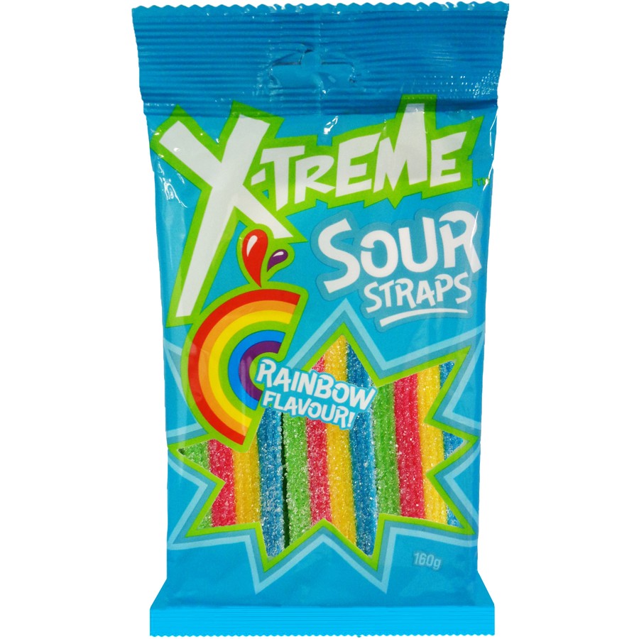 X-Treme Sour Straps Rainbow Flavour 160g