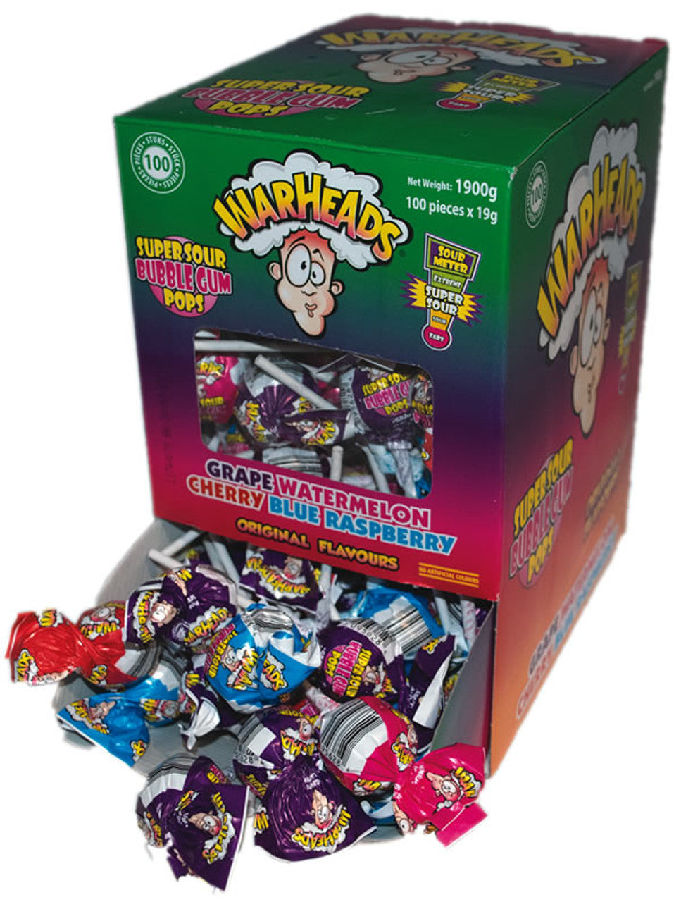 Warheads Super Sour Bubblegum Pops 19g