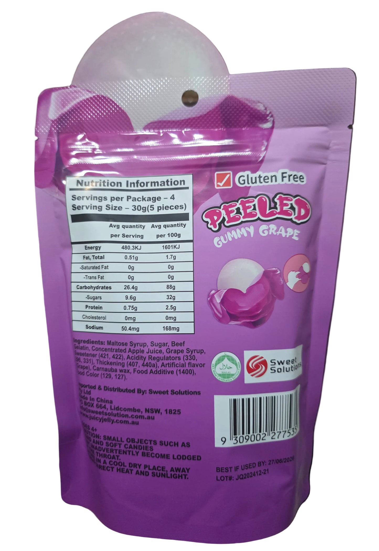 Juicy Jelly Peeled Gummy Grape 120g