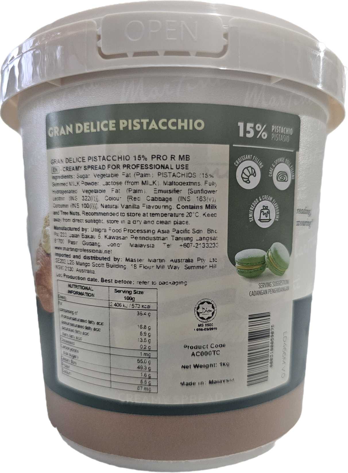 Master Martini Pistachio Spread 1kg