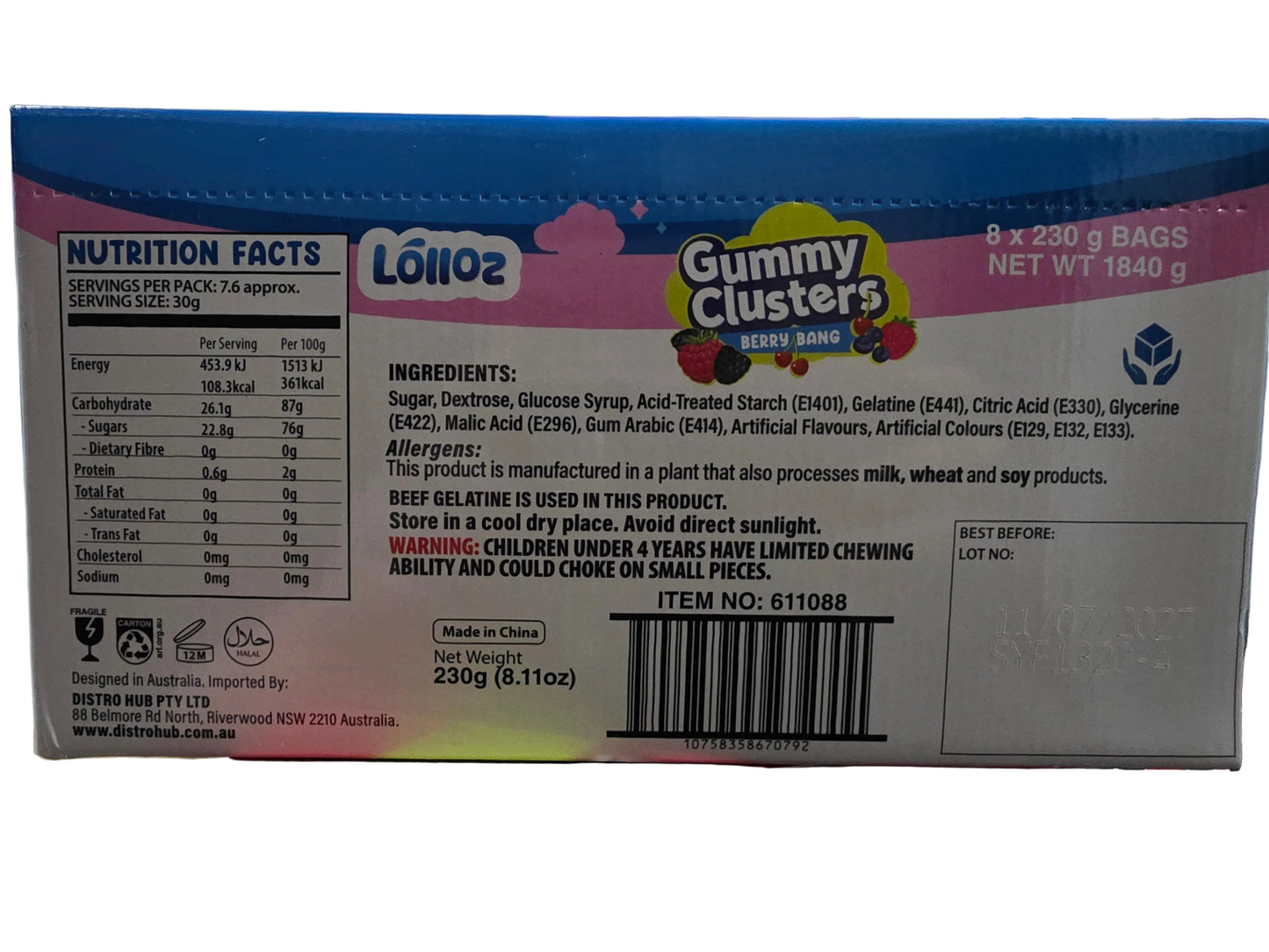 Lolloz Gummy Clusters Berry Bang 230g