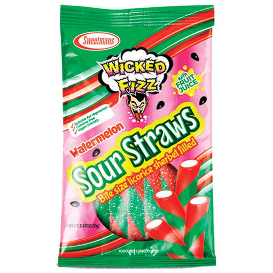 Wicked Fizz Watermelon Sour Straws 70g