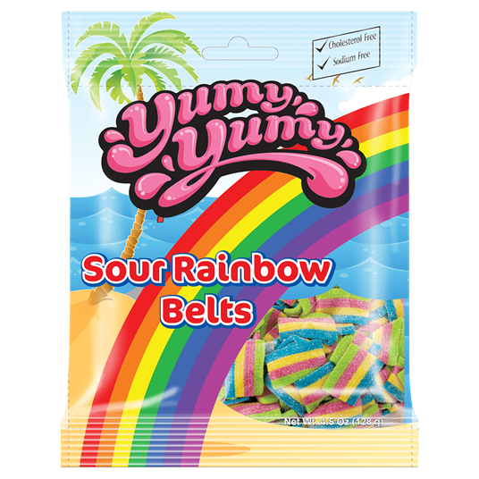 Yumy Yumy Gummy Candy Sour Rainbow Belts 128g