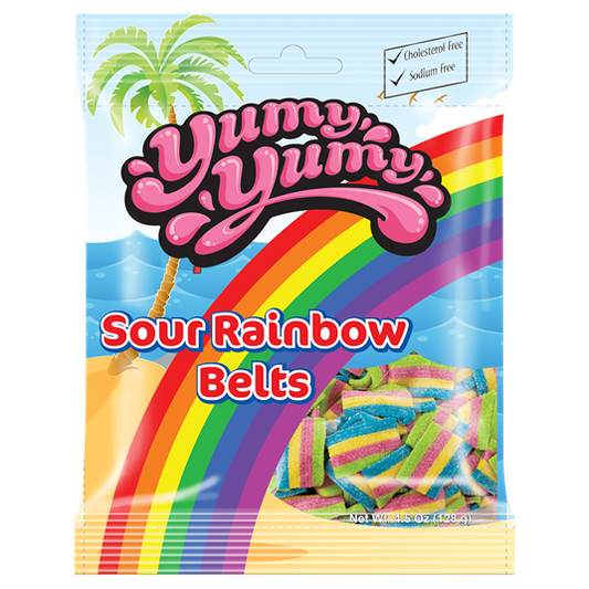 Yumy Yumy Gummy Candy Sour Rainbow Belts 128g