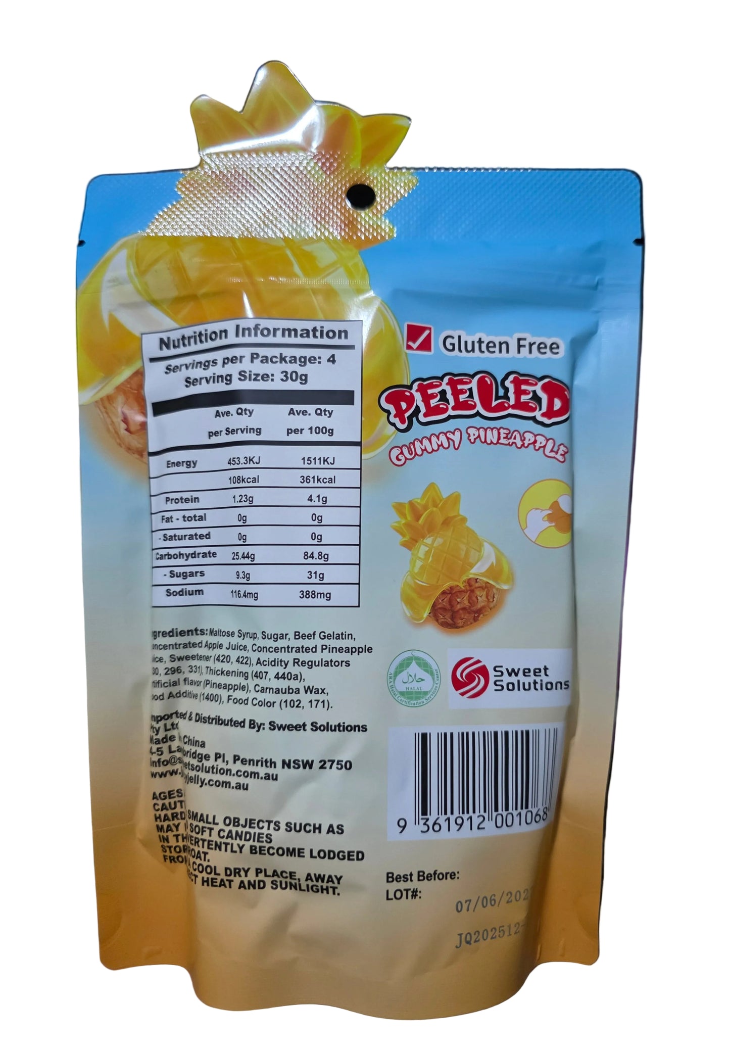 Juicy Jelly Peeled Gummy Pineapple 120g