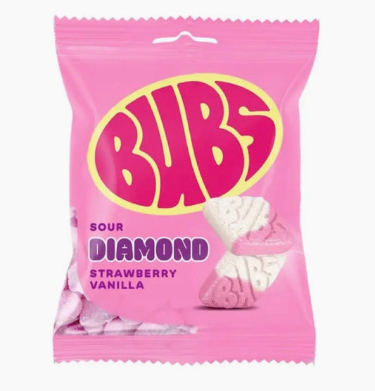 Bubs Sour Diamond Strawberry Vanilla Swedish Candy 156g