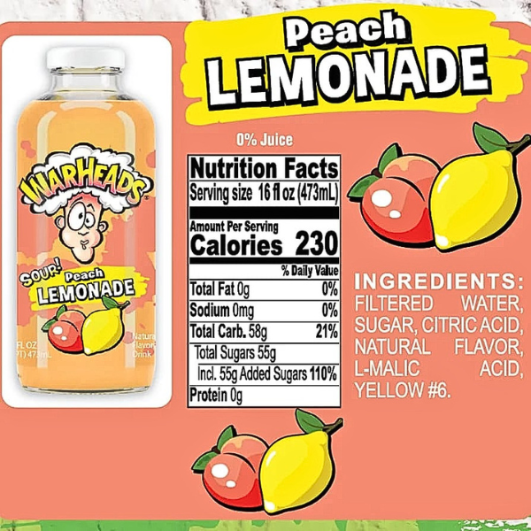 Warheads Sour Peach Lemonade 473ml