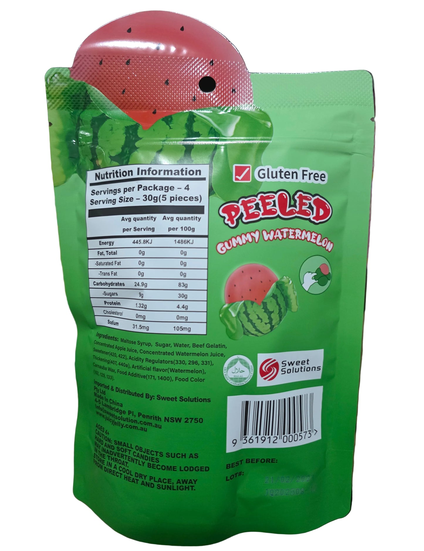 Juicy Jelly Peeled Gummy Watermelon 120g