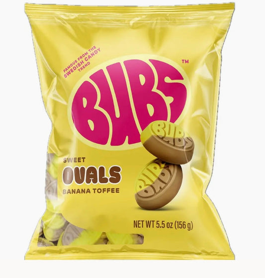 Bubs Sweet Ovals Banana Toffee Swedish Candy 156g