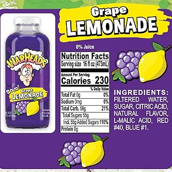 Warheads Sour Grape Lemonade 473ml