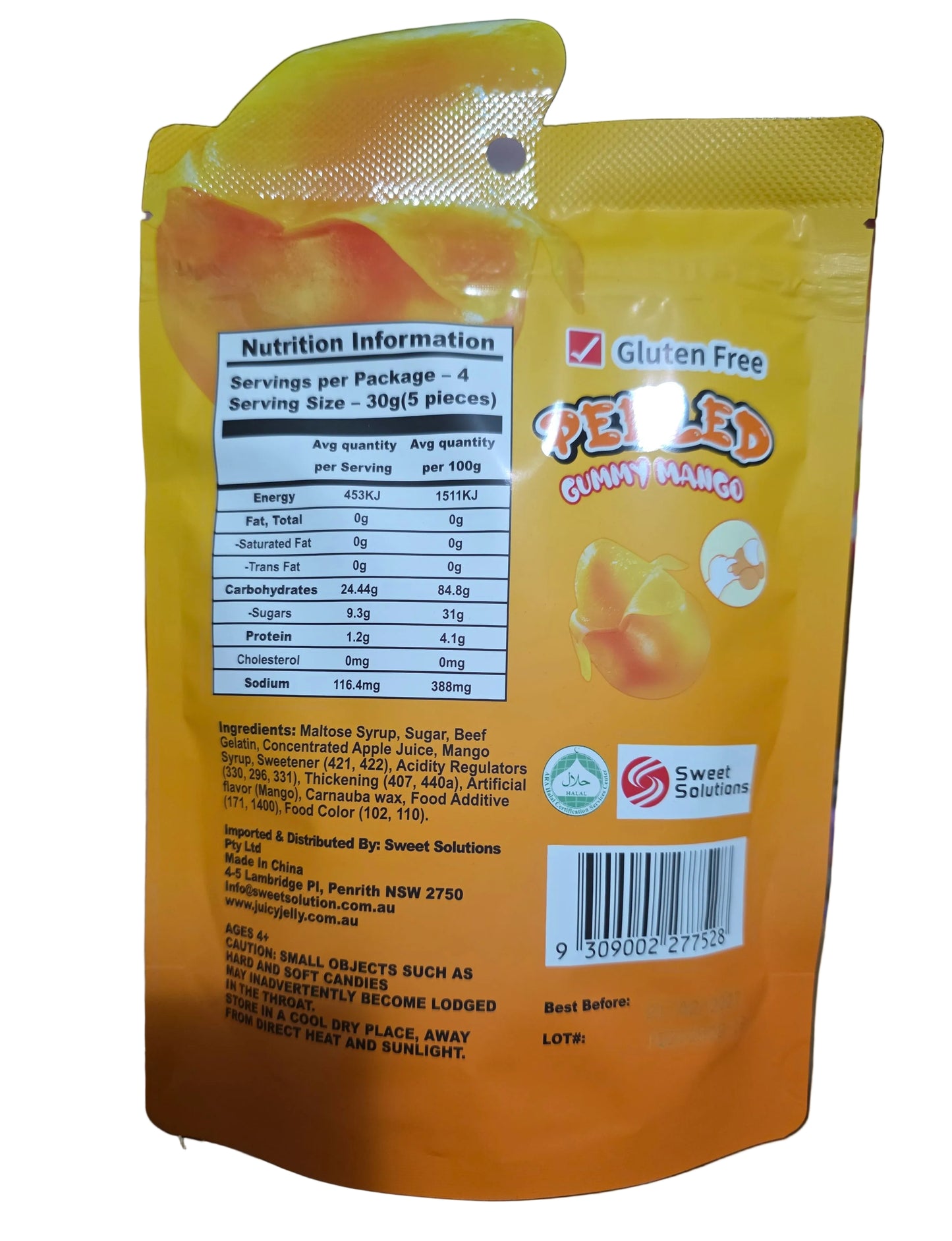 Juicy Jelly Peeled Gummy Mango 120g