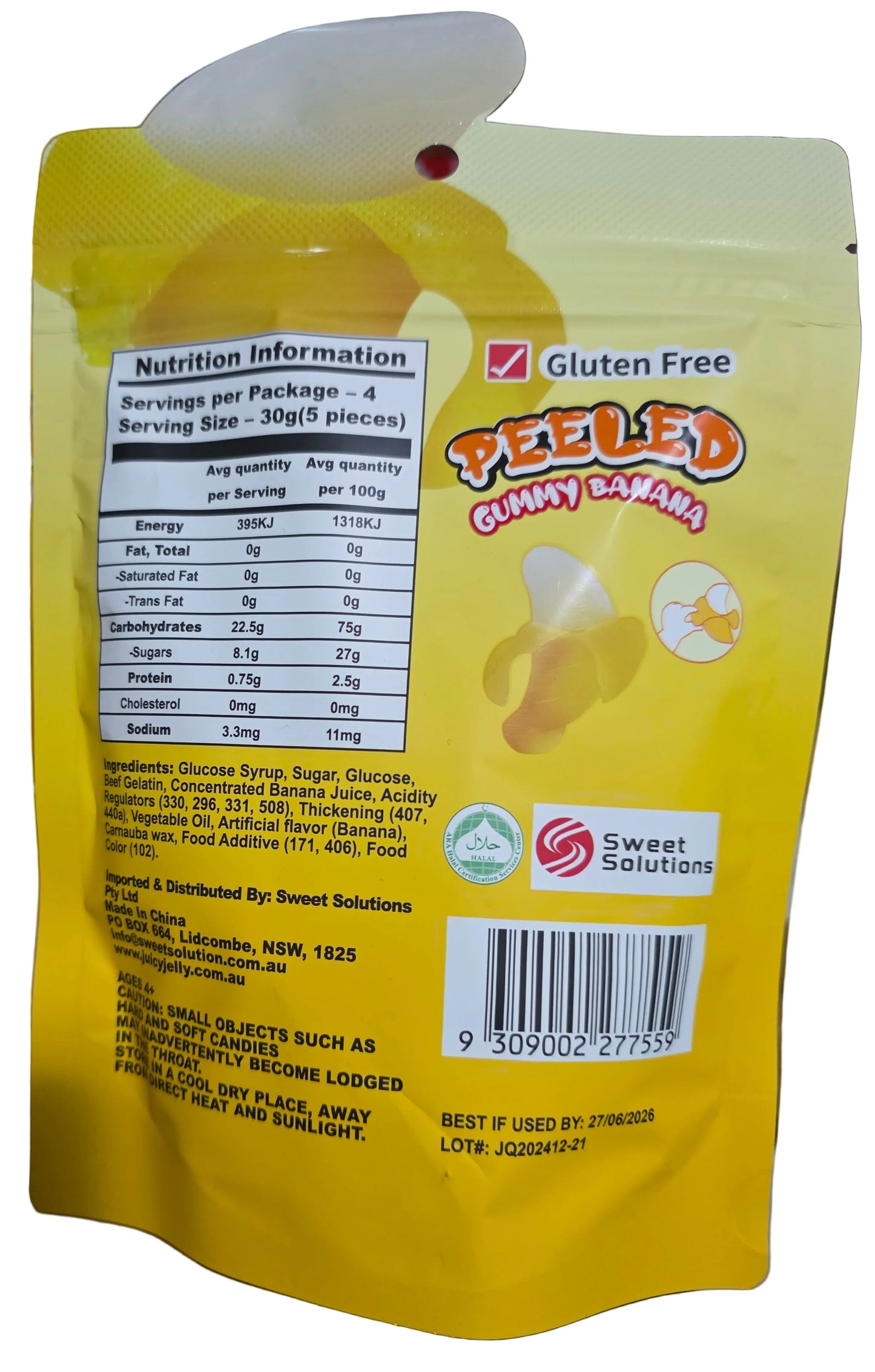 Juicy Jelly Peeled Gummy Banana 120g