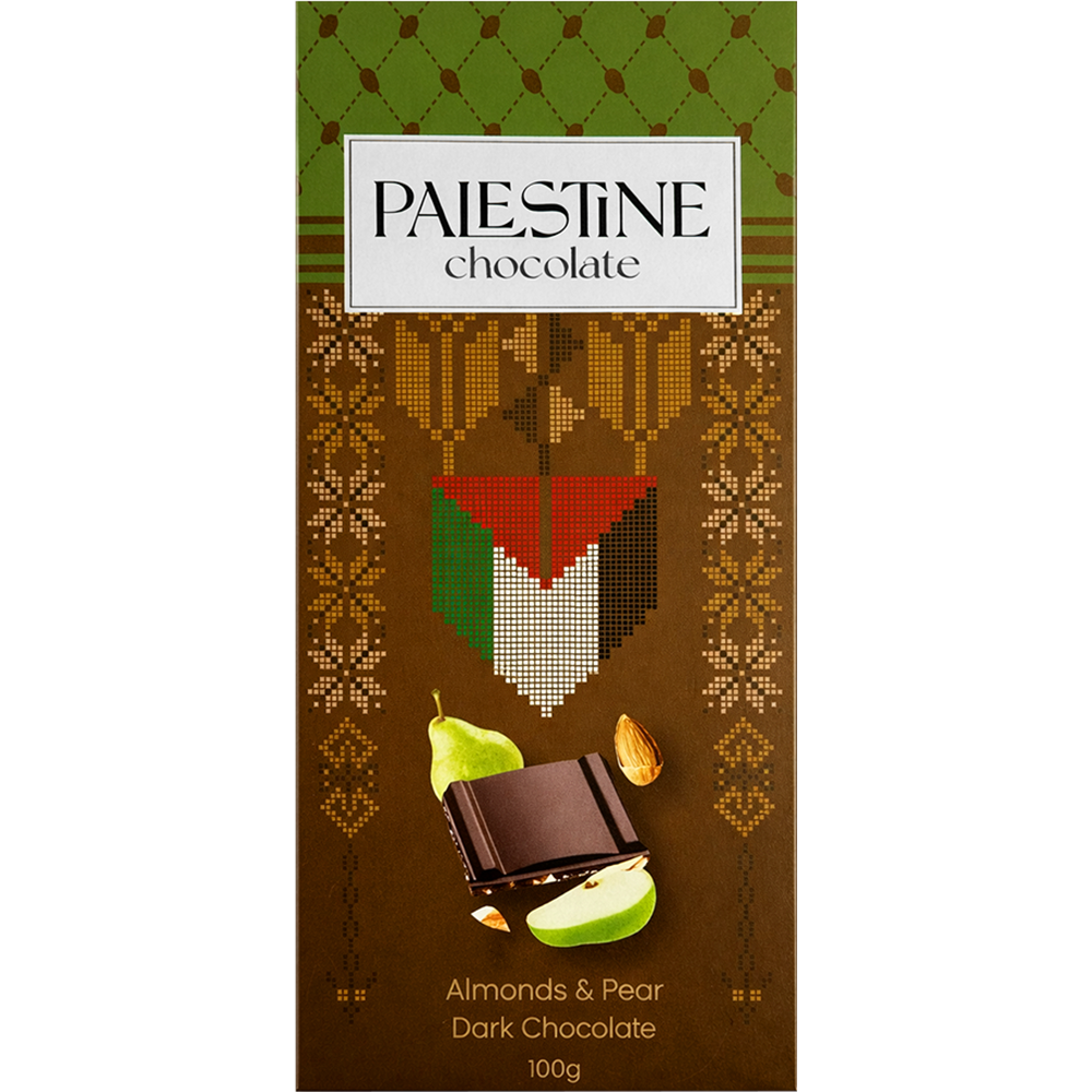 Palestine Chocolate 57% Dark Chocolate With Pear & Almonds "A Taste Of Paradise" 100g