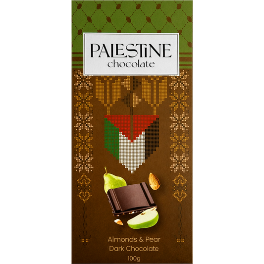 Palestine Chocolate 57% Dark Chocolate With Pear & Almonds "A Taste Of Paradise" 100g