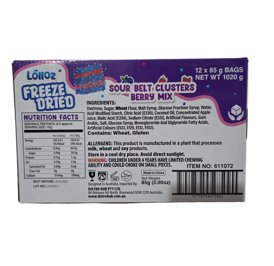 Lolloz Freeze Dried Sour Belt Clusters Berry Mix 85g