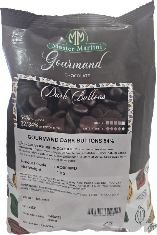Master Martini Gourmand Dark Buttons Couverture Chocolate 54% 1kg