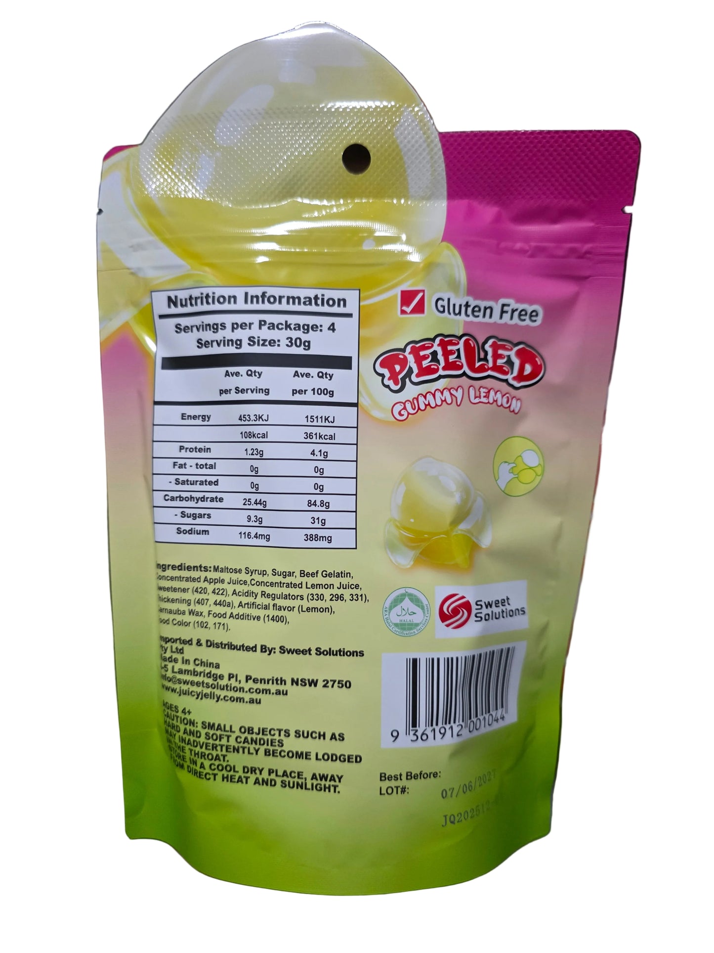 Juicy Jelly Peeled Gummy Lemon 120g