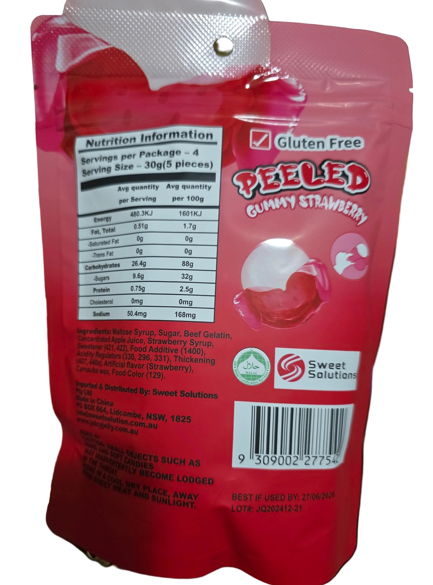 Juicy Jelly Peeled Gummy Strawberry 120g