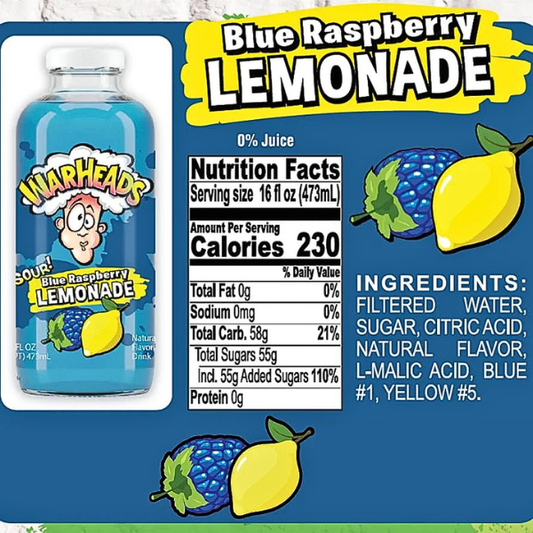 Warheads Sour Blue Raspberry Lemonade 473ml
